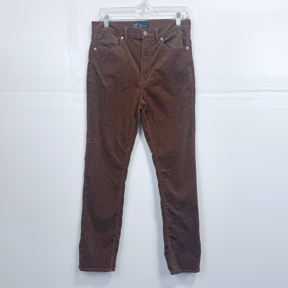 Classic Gap Soft Vintage Slim Corduroy Pants Brown High Rise Size 6/28R Fall 90s